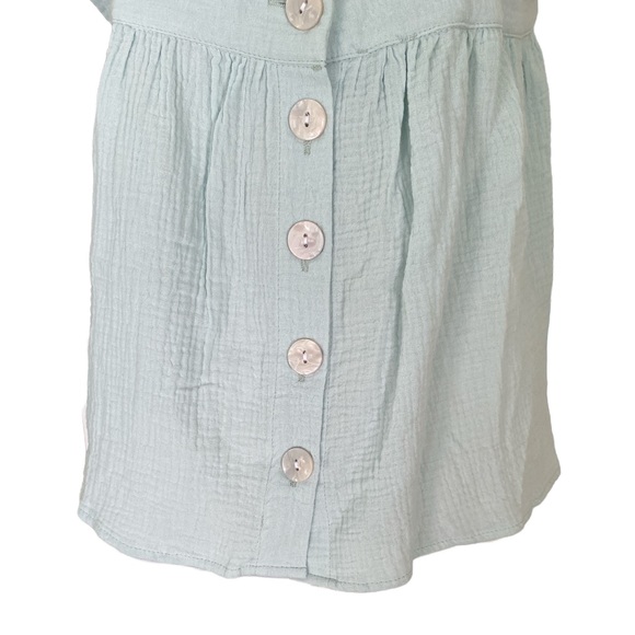 NWT Joie Seafoam Mint Green Gauze Button Open Back Cropped Tank Top - M - Picture 8 of 14